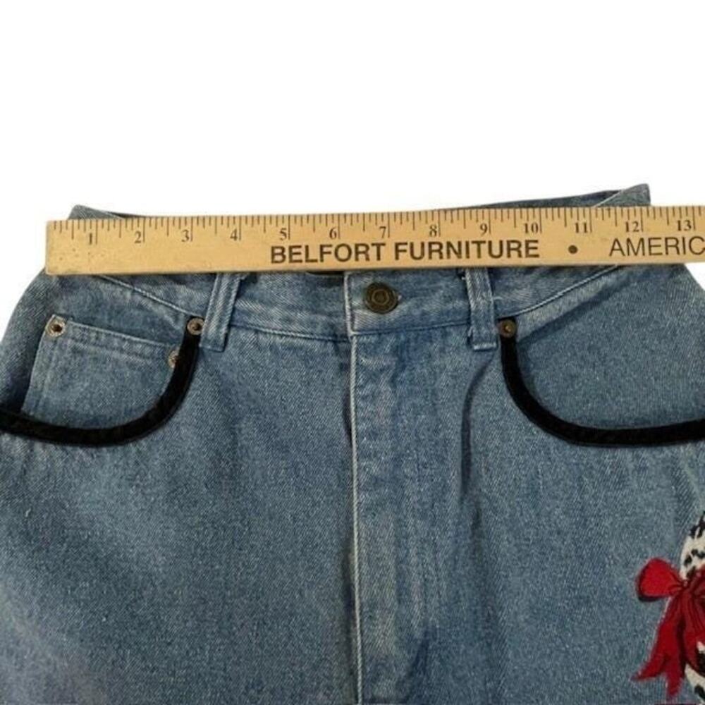 Dry Goods Company Jeans Woman Sz 6 Dog Embroidery High Rise Animal 90s Retro - Picture 6 of 9